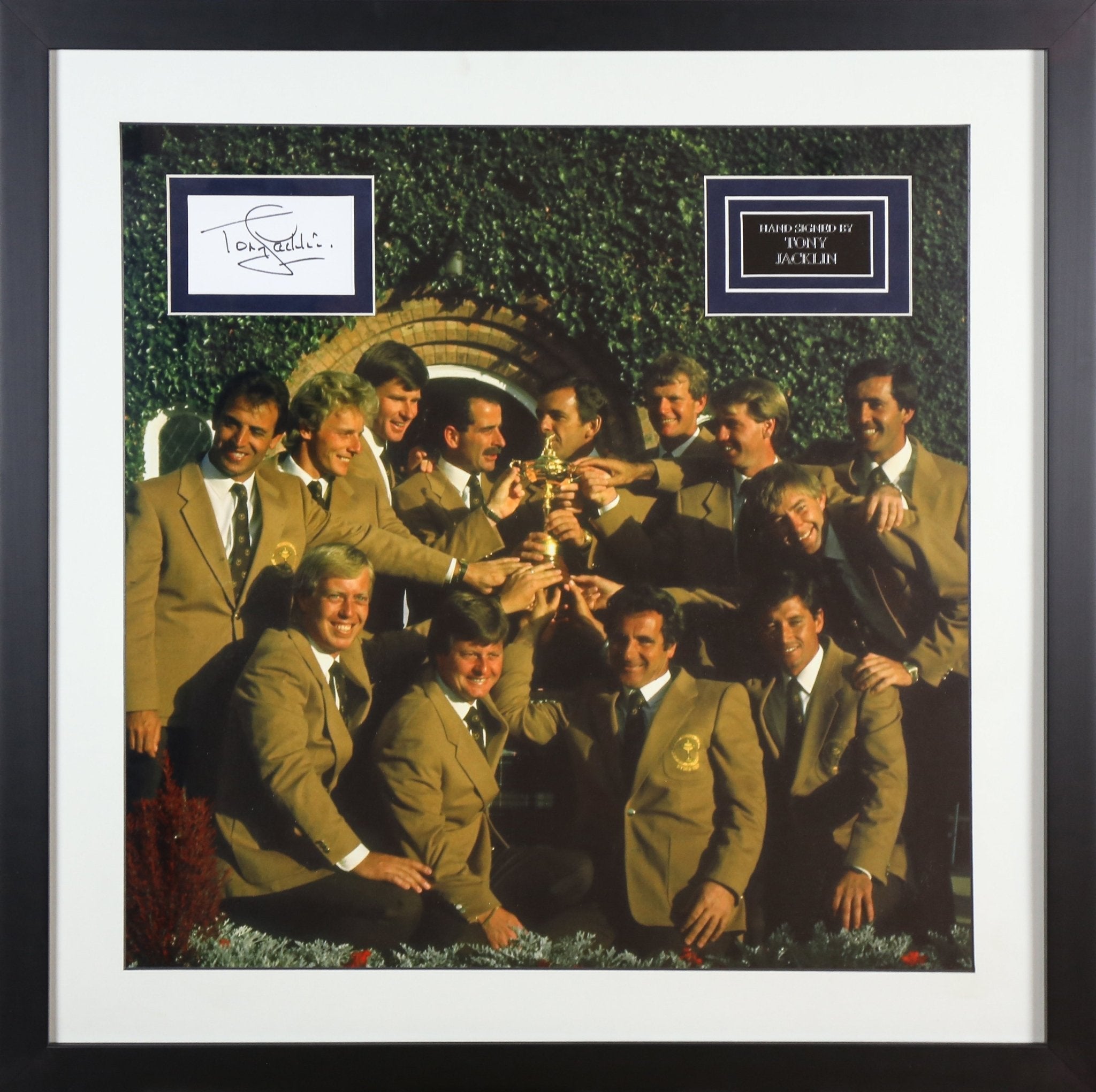 Tony Jacklin Signed White card Framed Display - Memorabilia Framers Shop